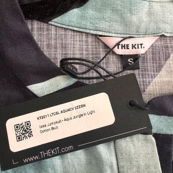 The Kit by Daniel Vosovic Aqua Jungle Light Cotton Slub Issa Jumpsuit Size S - Picture 4 of 5